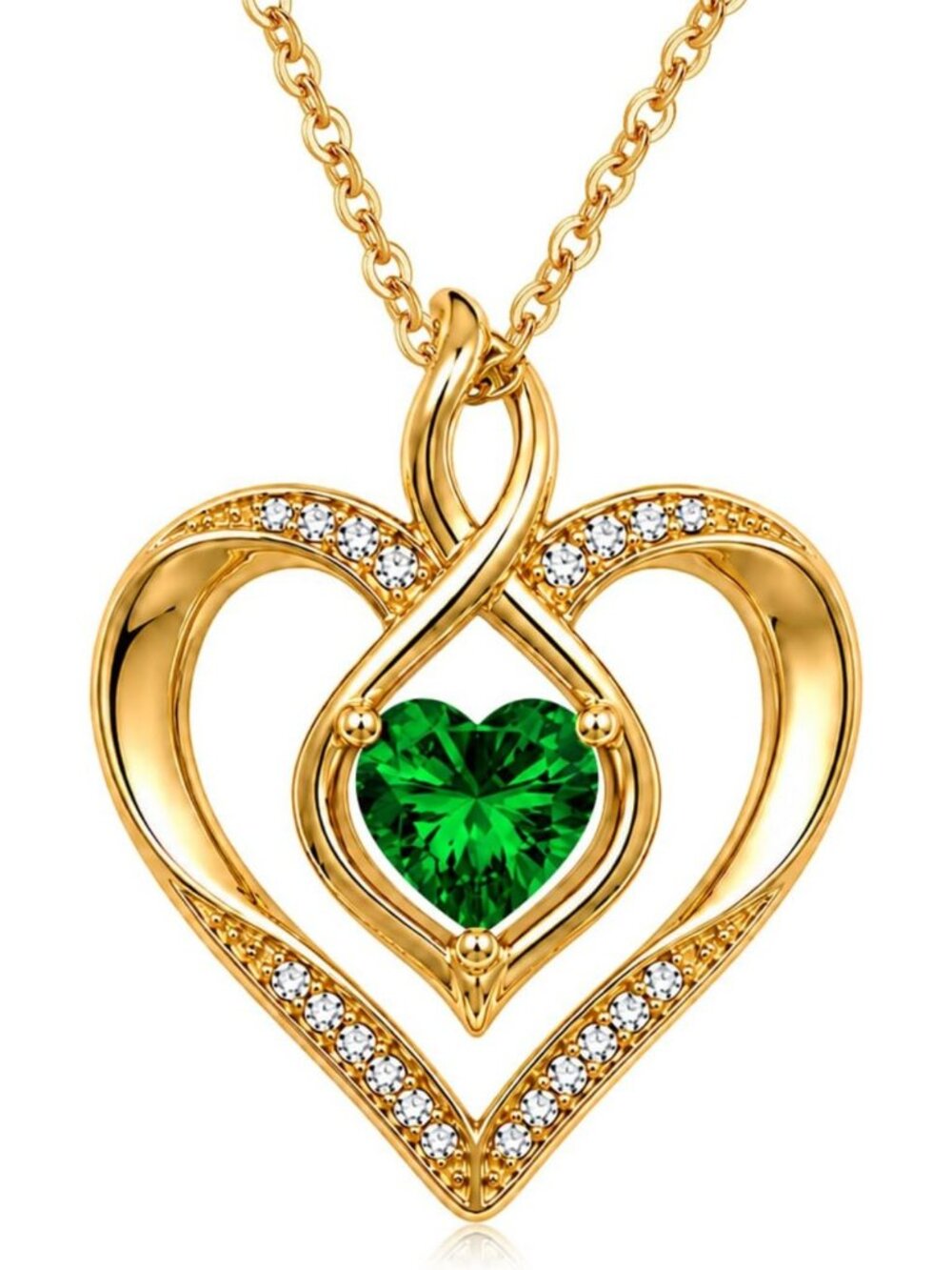 14K Gold Heart Birthstone Pendant Necklace - Personalized Jewelry Gift for Her